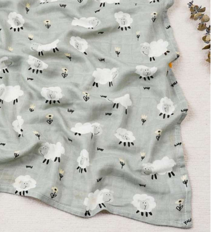 Dreamy Sheep Bamboo Muslin Swaddle