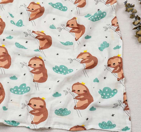 Lazy Sloth Bamboo Muslin Swaddle