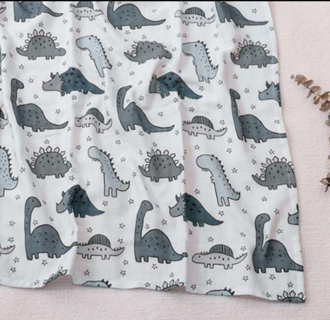 Dino Land Bamboo Muslin Swaddle