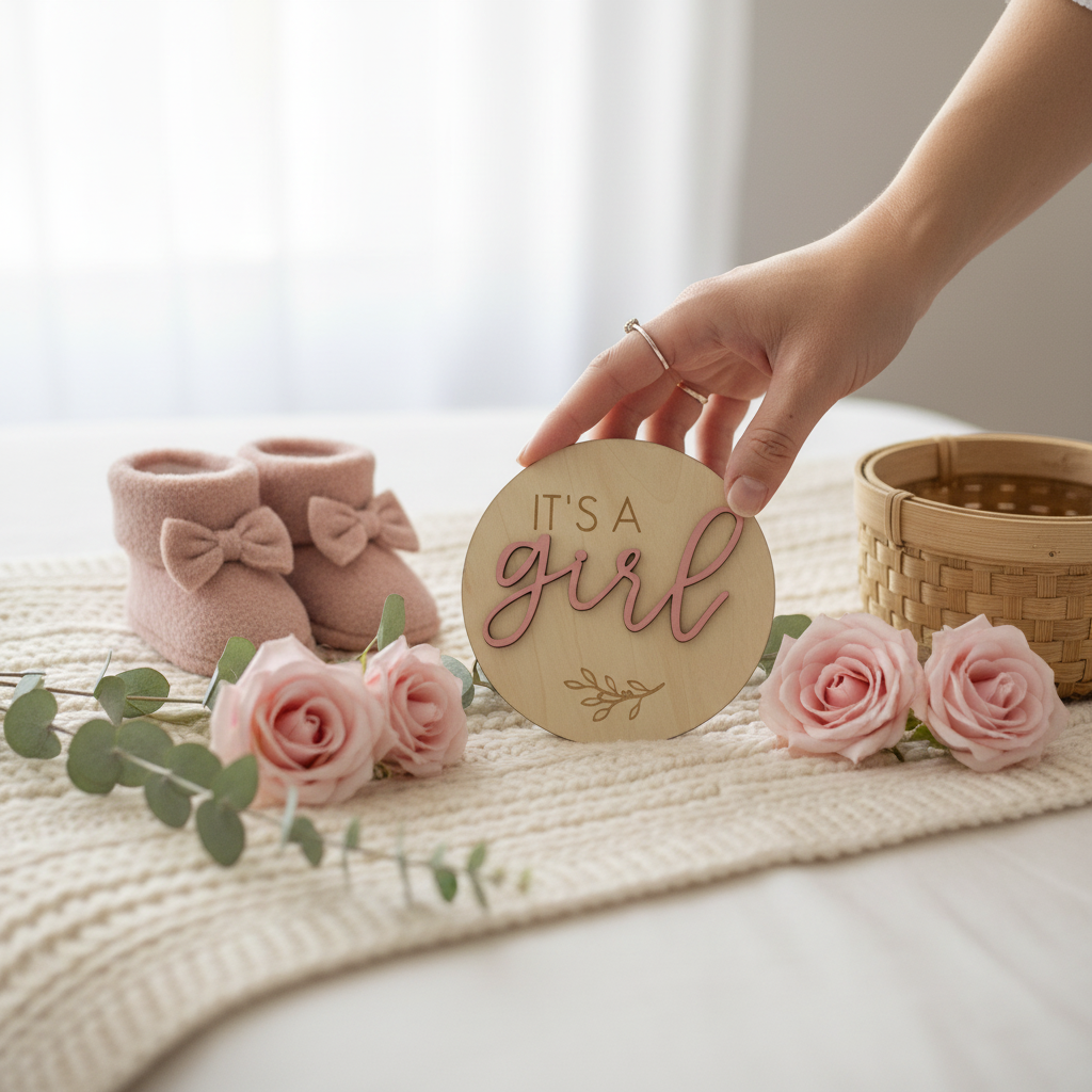 Natural Wood Welcome Signs "Girl"