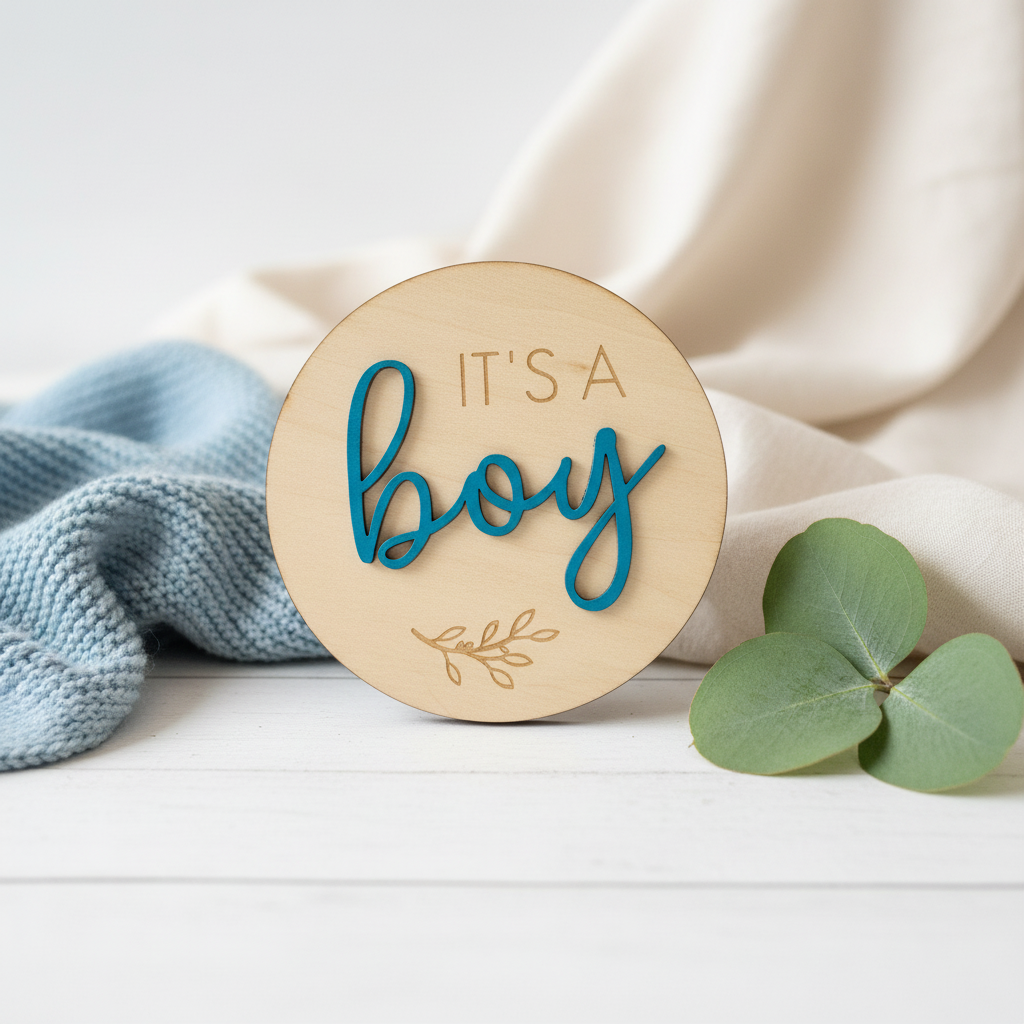 Natural Wood Welcome Signs "Boy"